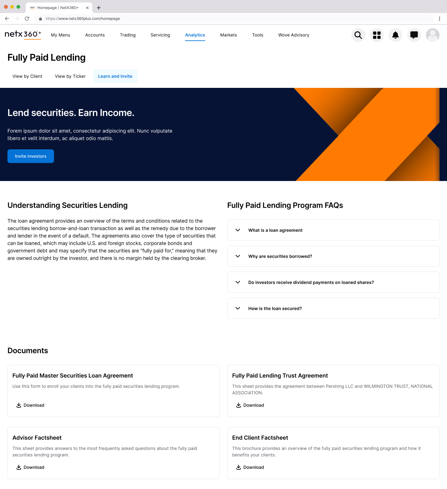 Learn and Invite tab design